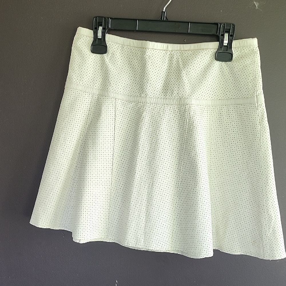 bebe Cream A-Line Leather Women's Skirt